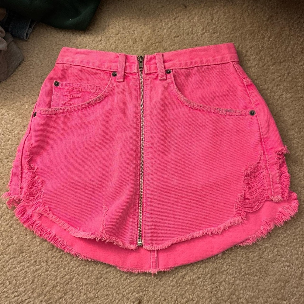 Carmar denim LF neon pink mini Jean skirt
